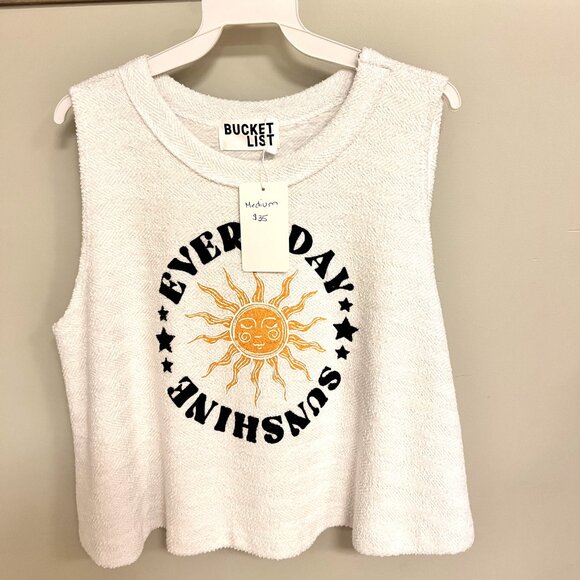 NWT Bucketlist Graphic Cropped Muscle Tank | Boho Festival Top - Picture 7 of 7